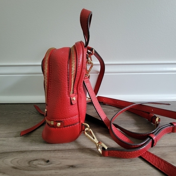 Michael Kors Red Grained Leather Mini Rhea Backpack
